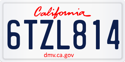 CA license plate 6TZL814