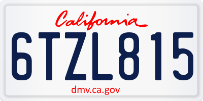 CA license plate 6TZL815