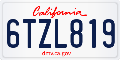 CA license plate 6TZL819