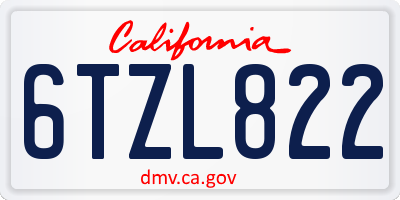 CA license plate 6TZL822