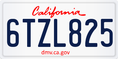 CA license plate 6TZL825