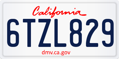 CA license plate 6TZL829
