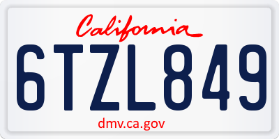 CA license plate 6TZL849