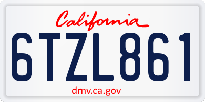 CA license plate 6TZL861