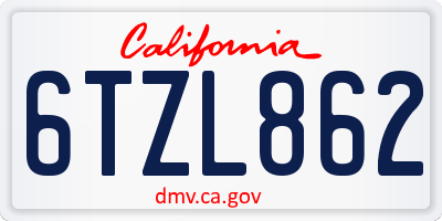 CA license plate 6TZL862