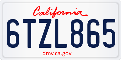 CA license plate 6TZL865