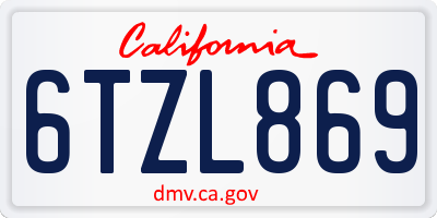 CA license plate 6TZL869