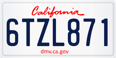 CA license plate 6TZL871