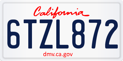 CA license plate 6TZL872