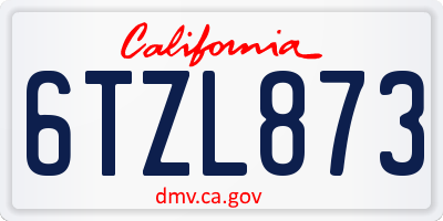 CA license plate 6TZL873