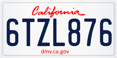 CA license plate 6TZL876