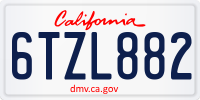 CA license plate 6TZL882