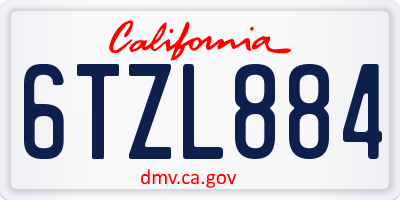 CA license plate 6TZL884