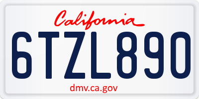 CA license plate 6TZL890