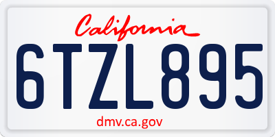 CA license plate 6TZL895