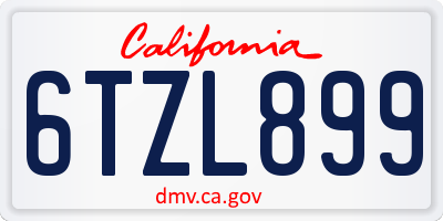 CA license plate 6TZL899