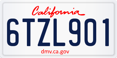 CA license plate 6TZL901