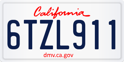 CA license plate 6TZL911