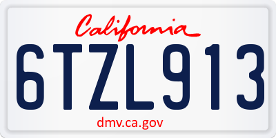 CA license plate 6TZL913