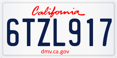 CA license plate 6TZL917