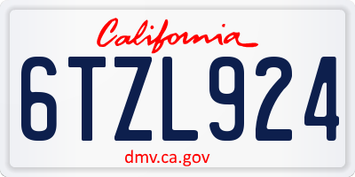 CA license plate 6TZL924
