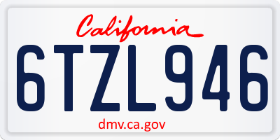 CA license plate 6TZL946