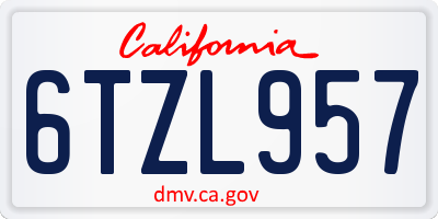 CA license plate 6TZL957