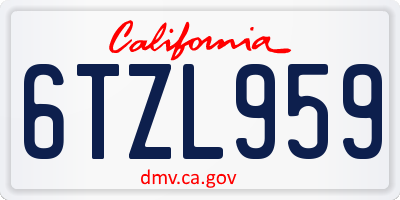 CA license plate 6TZL959