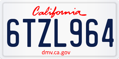 CA license plate 6TZL964
