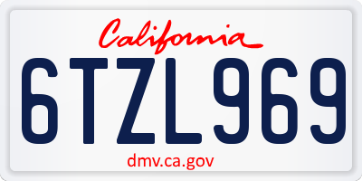 CA license plate 6TZL969