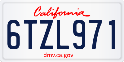 CA license plate 6TZL971