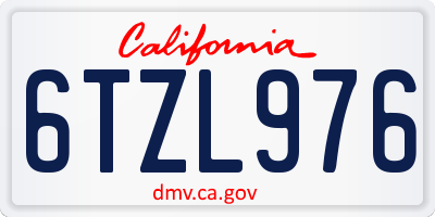CA license plate 6TZL976