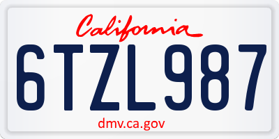 CA license plate 6TZL987