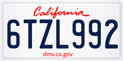 CA license plate 6TZL992