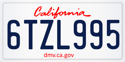 CA license plate 6TZL995