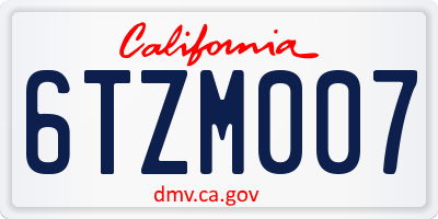 CA license plate 6TZM007