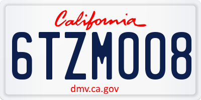 CA license plate 6TZM008