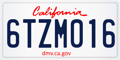CA license plate 6TZM016