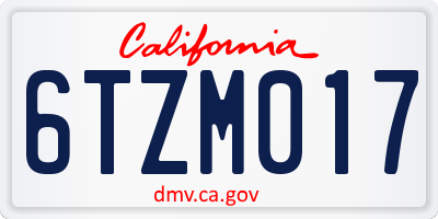 CA license plate 6TZM017