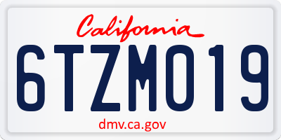 CA license plate 6TZM019