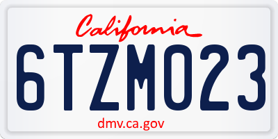CA license plate 6TZM023