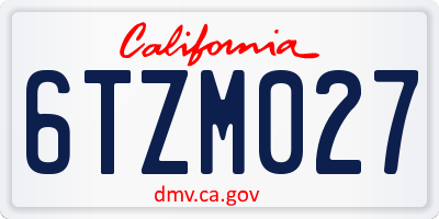 CA license plate 6TZM027