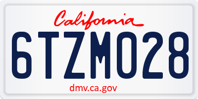 CA license plate 6TZM028