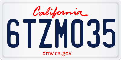 CA license plate 6TZM035