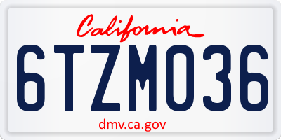 CA license plate 6TZM036