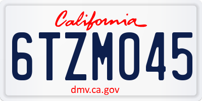 CA license plate 6TZM045