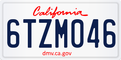 CA license plate 6TZM046