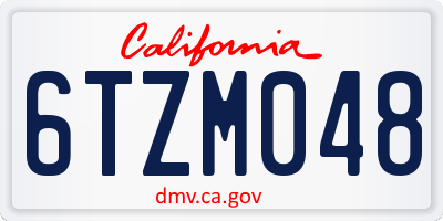 CA license plate 6TZM048