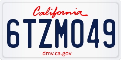 CA license plate 6TZM049