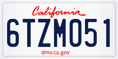 CA license plate 6TZM051